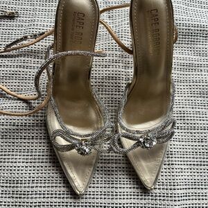 Gold Lace up Bling Women's Heels
